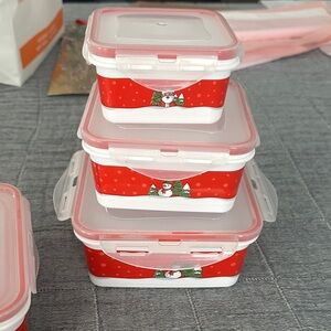 Red and White Snowman Food Storage Containers